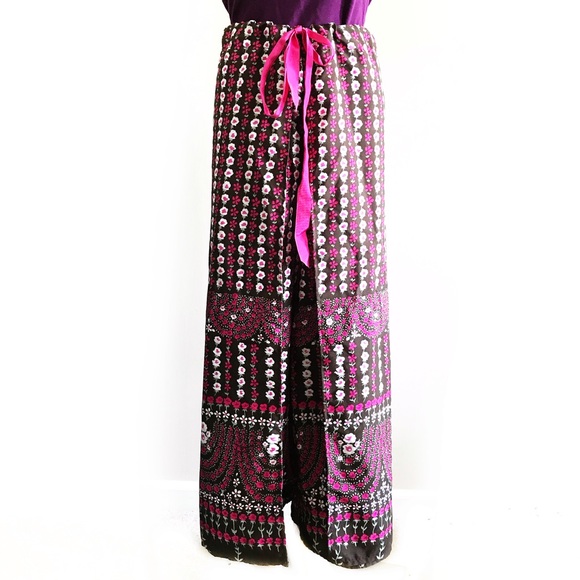 Wrap Palazzo Pants Hippie Festival Boho Flowers A1 - Picture 1 of 2